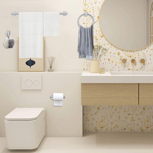 5-Piece Set Set 23.6 Towel Bar Brushed Nickel Bathroom Hardware Include Towel Bar Towel Ring Paper Towel Holder Coat