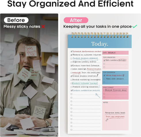 To Do List Pad - Undated Daily Planner Notebook for Work with 52 Sheets, Perfect for Daily Tasks and Goal Setting,