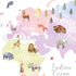 Vlejoy Pink Animal World Map Poster Print, 16x24in Canvas Wall Art for Girl's Bedroom & Classroom Decor