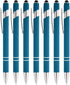 Rainbow Rubberized Soft Touch Ballpoint Pen with Stylus Tip - Premium Metal Pen, Black Ink, Box of 7, Light Blue