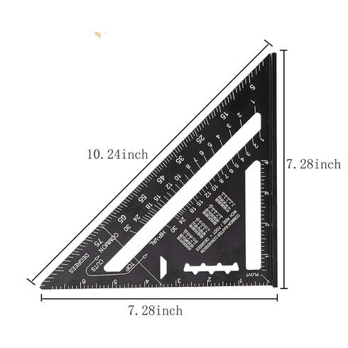 Beslands Aluminum 7-inch Rafter Square Carpenter Layout Tool, Alloy Triangle Ruler Protractor (Imperial)