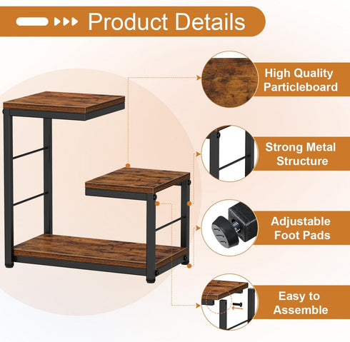 Snughome Desktop Shelf, 3 Tier Wood Bookshelf Organizer Storage Rack, Adjustable Shape Display Shelf for Office, Home,
