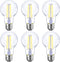 Energetic Dimmable LED Filament Light Bulbs, 8W, 60 Watt Equivalent, Daylight 5000K, Classic Clear Glass, 6 Pack