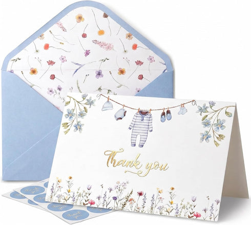 60 Pack Baby Shower Thank You Cards with Envelopes and Stickers -
