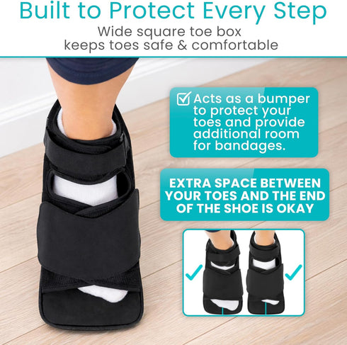 Vive Post Op Shoe - Lightweight Medical Walking Boot with Adjustable Strap - Orthopedic Recovery Cast Shoe for Post