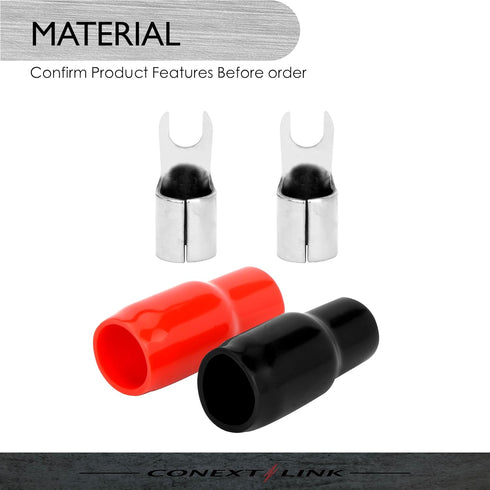 Conext Link 20pcs Barrier Spade Fork Terminal Connector 8 GA AWG Crimp Red Black Boots (16564)