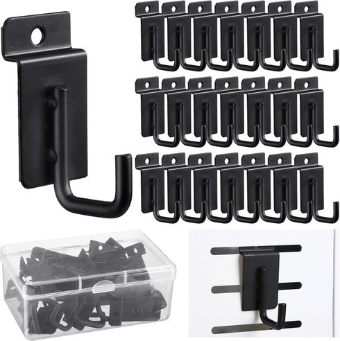 Tandefio 25 Pack J Shaped Slatwall Hooks, Heavy Duty Black J Hook Slatwall Accessories for Display Panel
