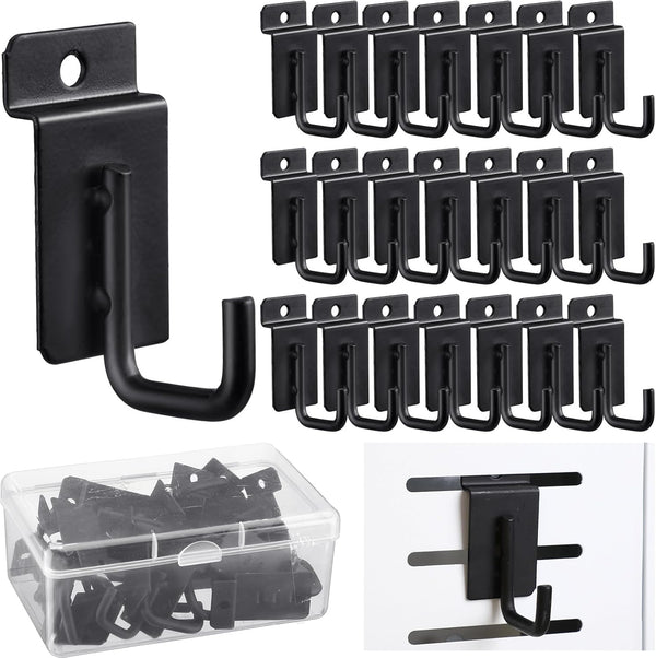 Tandefio 25 Pack J Shaped Slatwall Hooks, Heavy Duty Black J Hook Slatwall Accessories for Display Panel