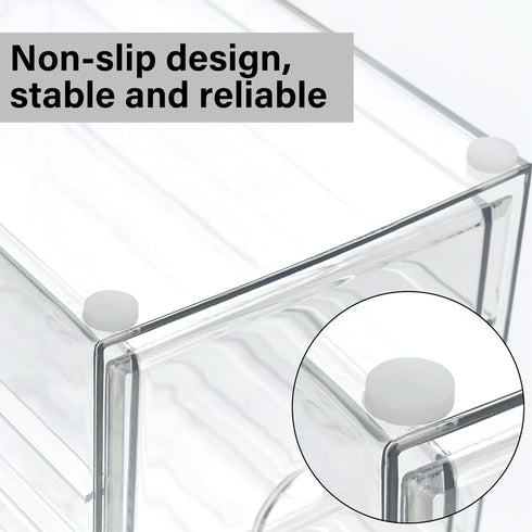 Prsildan Acrylic Drawer Makeup Organizer with 6 Drawers, Set of 2 Clear Stackable Storage for Vanity and Office