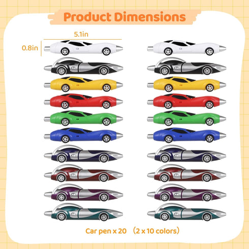 CNDRIA 20 Pcs Car Pens, Interesting Racing Car Toys, Intriguing Pens for Office Study, Stationary Supplies