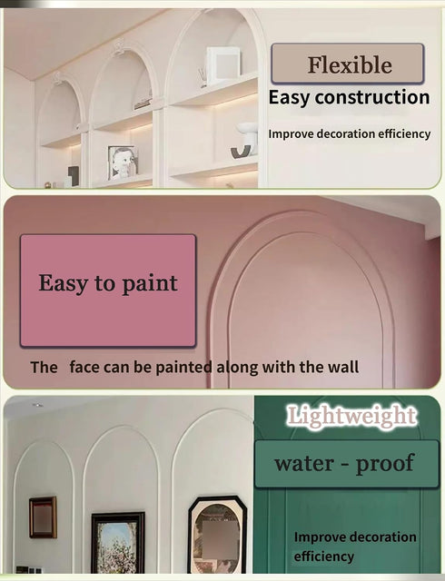 Generic 3D 3.3-32.8ft, 6.5cm/2.6in,3.3ft/1m) Cuttable Arch Shaped Molding Trim, Flexible Softness Modern Door Frame Kit