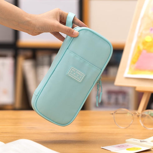 CICIMELON Durable Pencil Case, Big Storage Pen Pouch Bag for School Supplies, Office, College, Teen Adults, Light Blue