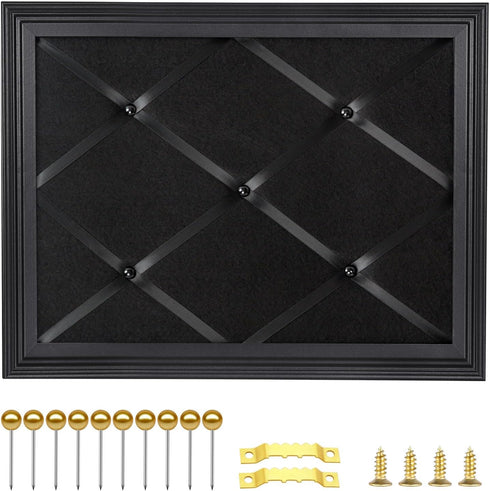 Black Felt Memo Bulletin Board with Frame, 17x13 inches Pin Board for Home Office School Wall Decor
