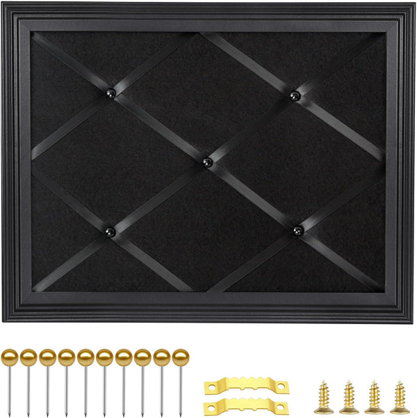Black Felt Memo Bulletin Board with Frame, 17x13 inches Pin Board for Home Office School Wall Decor
