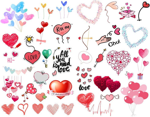 Seasonstorm Love Red Heart Aesthetic Diary Travel Journal Paper Stickers, Scrapbooking Stationery Sticker Flakes