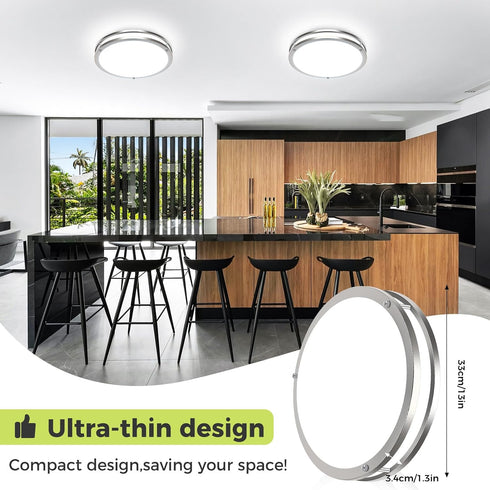 13inch Dimmable 5CCT(3000K 3500K 4000K 5000K 6500K) 24W hepside Ceiling Lights, Flush Mount LED Ceiling Light Fixture