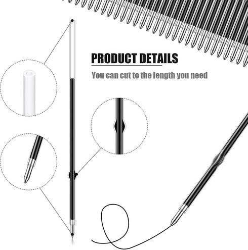 Outus 60 Pcs 0.7 mm Black Retractable Pen Refills Bulk for Click Ballpoint Pens, School Office Supplies