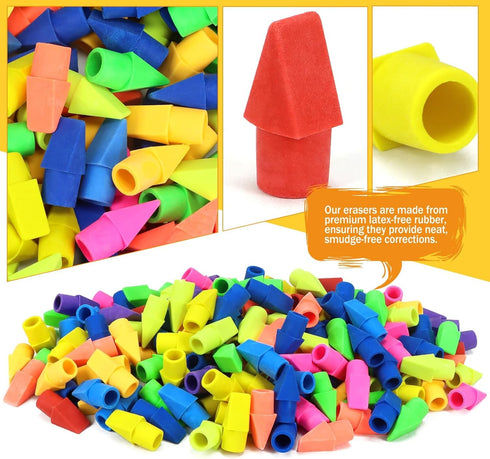 PRALB 1000 Pcs Chisel Shape Pencil Top Eraser Bulk, Toppers for Pencils, Party Favors Games Prizes