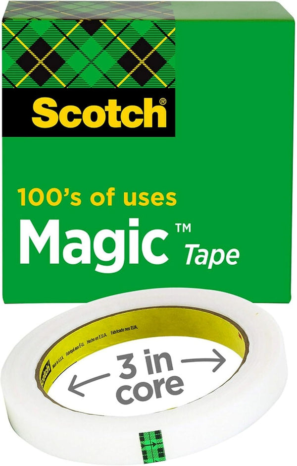 Scotch Magic Tape - Invisible Home Office Supplies - 1 Roll for School
