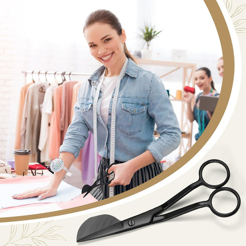 2 Pieces Duckbill Shears 6 and 7 Inches, Bent Curved Offset Handle Duckbill Scissors for Crafting and Fabric