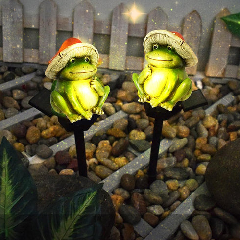 Solar Outdoor Lights Mushroom Frog Garden Lights Funny Decorative Lights for Yard, Pathways, Landscape Lighting Solar
