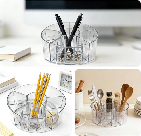 HPZIHYNAP 360 Acrylic Pen Holder, Rotating Pencil Holders & Pen Holders - Multi-Functional Makeup Brush Holder