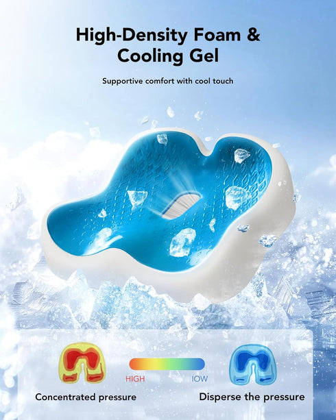 Tailbone HUANUO Ergonomic Seat Cushion, Memory Foam Cooling Gel Office Chair Cushion for Hip Support, Pressure Relief