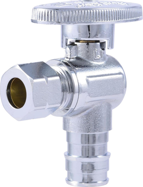 SharkBite 1/2 Inch (3/8 Inch OD) Expansion Angle Stop Valve Connector for PEX-A Pipe, Brass Plumbing Fittings