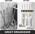 IMILLET Wall Mount Broom Holder, Wood Organizer with 5 Racks and 4 Hooks for Laundry Room and Home Storage