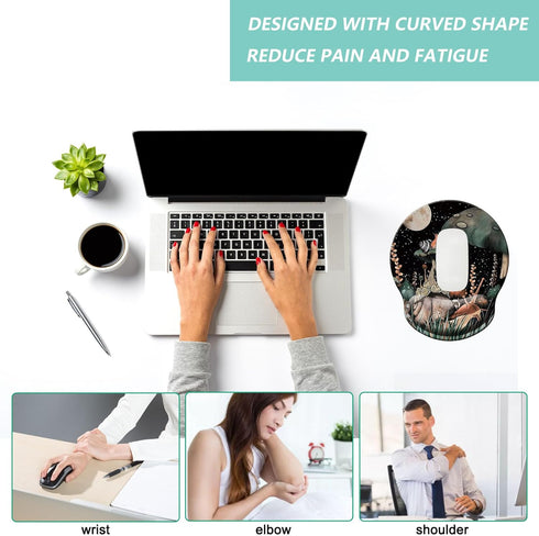Mouse Pad with Wrist Support, Ergonomic Memory Foam Wrist Rest Cushion, Non-Slip Rubber Base Gaming Mice Pad (Snail)