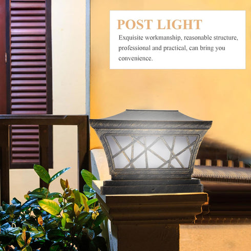 DOITOOL Waterproof Solar Outdoor Post Light Fixture with Frosted Copper Shade, Exterior Garden Floor Lamp Decor