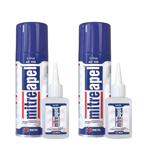 MITREAPEL Super CA Glue with Adhesive Activator, 2 x 0.80 oz - 2 x 3.30 fl oz, for Plastic, Glass, DIY