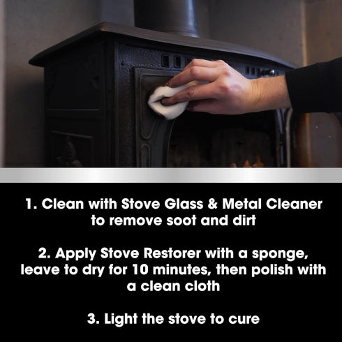 500ml 17 Oz Furniture Clinic Stove Care Kit Clean & Restore Log Burners, Grates, & Fireplaces | Removes Soot & Dirt |