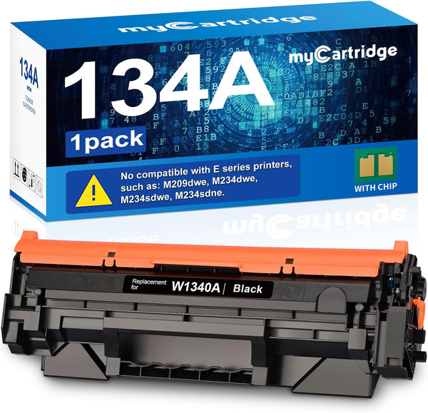 myCartridge Compatible 134A Black Toner Cartridge Replacement for HP 134A W1340A (with Chip, 1 Black)