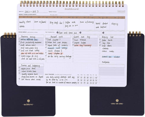 Productivity Notepad Suite - Bestselling Set of 3 Notebooks, Weekly Planner, Goal Setting & 1:1 Meeting Notes
