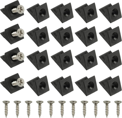 PATIKIL Plastic Corner Braces, 100 Pcs Black L-Brackets Furniture Angle Code Bracket