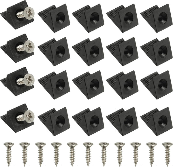PATIKIL Plastic Corner Braces, 100 Pcs Black L-Brackets Furniture Angle Code Bracket