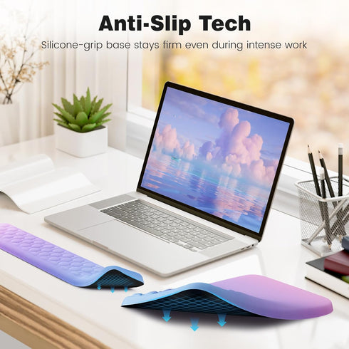Ospelelf Keyboard Wrist Rest Pad for Computer, Ergonomic Large Mouse Pad with Wrist Support, Office Arm Rest, Purple