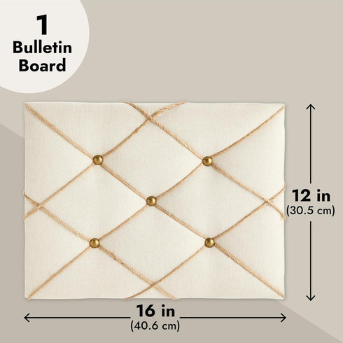 Farmlyn Creek Picture Bulletin Board, Linen Fabric Photo Display Board with Hooks, 16 x 12 in