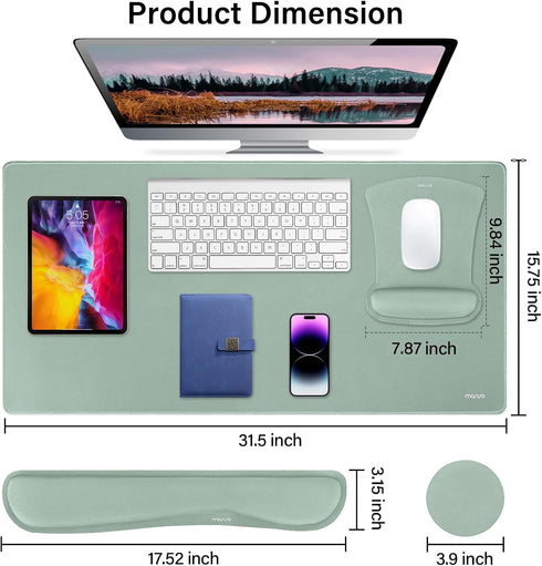 MOSISO Keyboard Mouse Pad Set, Large Gaming Mouse Pad & Wrist Rest, Ergonomic Non-Slip Mousepad with Memory Foam