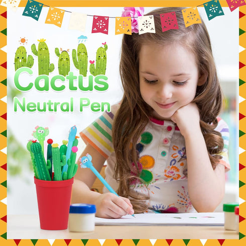 Tinlade 200 Pcs Cactus Shaped Gel Pens - Cute 0.5mm Black Ink Cacti Pens for Office, School Supplies, Prize Student