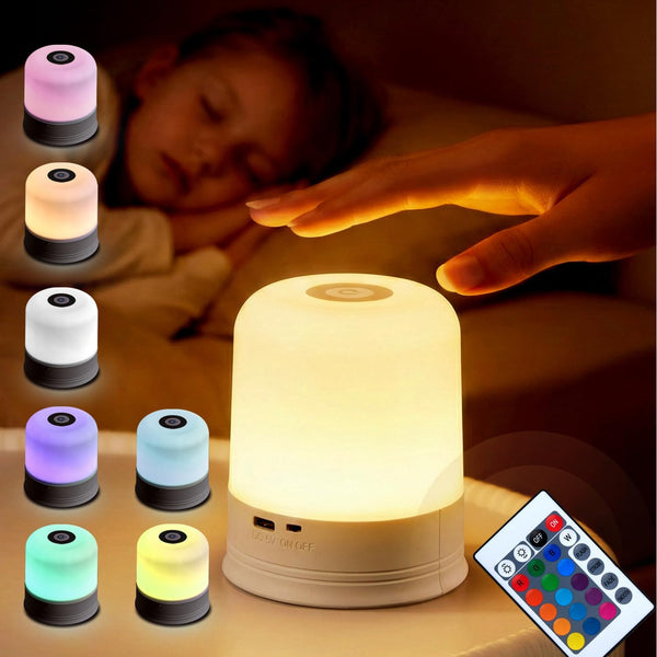 Generic Portable Night Light, USB Rechargeable Small Desk Lamp,16 RGB Colors & 3