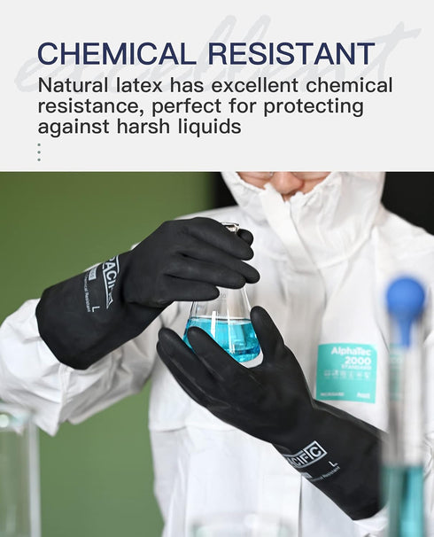 PACIFIC PPE Chemical Resistant Gloves, Heavy Duty Industrial Rubber Gloves, Resist Acid, Alkali and Oil, 12.6", Large