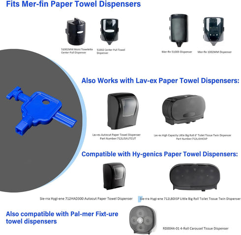3-in-1 Dispensers.Blue,Pack 1 Plastic Dispenser Key Suitable for Toilet Paper Dispensers,Paper Towel Dispensers