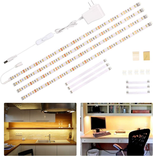 WOBANE Under Cabinet Lighting Kit,Flexible LED Strip Lights Bar,Under Counter Lights for