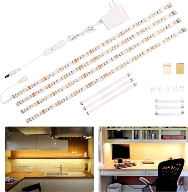WOBANE Under Cabinet Lighting Kit,Flexible LED Strip Lights Bar,Under Counter Lights for
