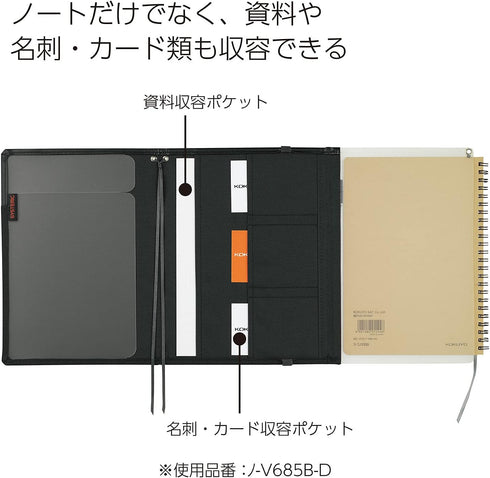 KOKUYO Systemic Synthetic Leather Cover Notebook, A5, 50 Sheets, Navy Blue, Japan Import