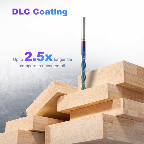1/4 Inch 1/4" 2" 4" Extra Long Upcut Spiral Router Bit Shank, Cutting Dia. CL. OVL. Router Bit with DLC Coating