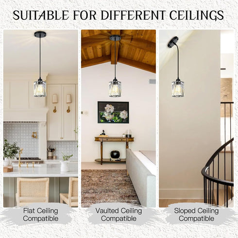 WKWKTOTO 1-Piece Pendant Lights Kitchen Island, Elegant Modern Island Lights for Kitchen with Crystal Glass Luxury