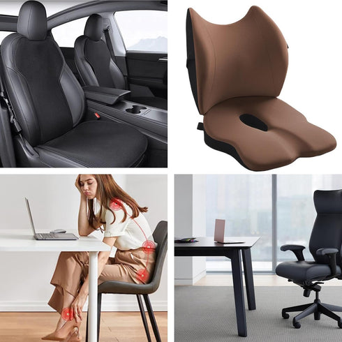 Generic Ergonomic Memory Foam Seat Cushion - Orthopedic Back Support Pillow, Coccyx Seat Cushion with Lumbar Support